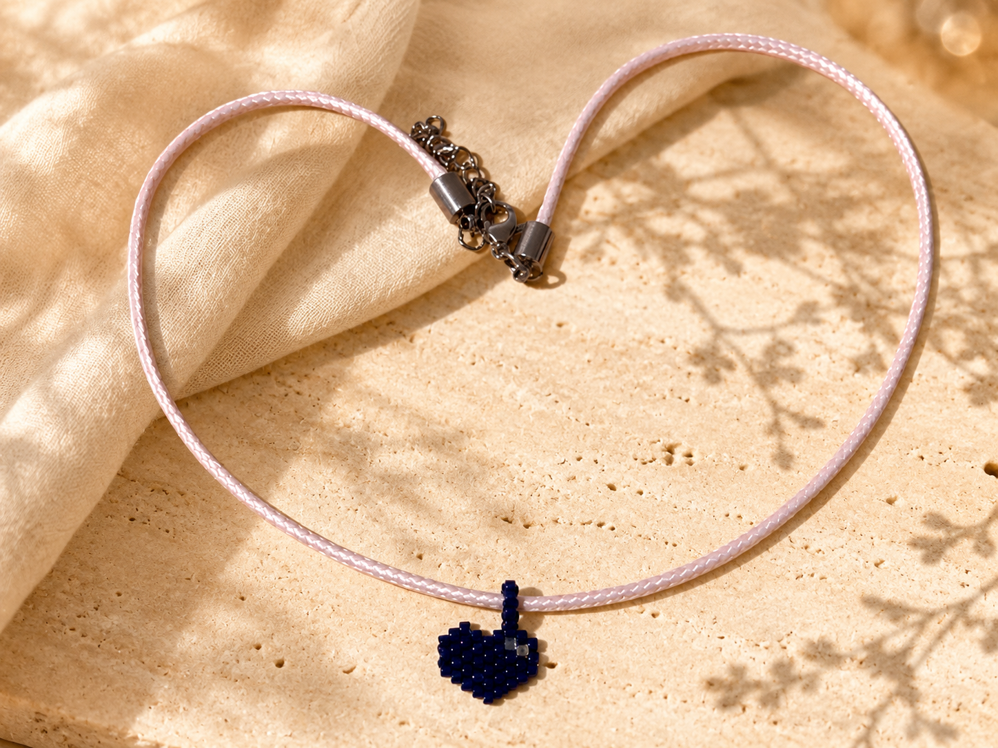 Navy Miyuki Beaded Heart Necklace | Monjour – Monjour Handmade