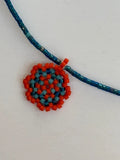 choker z koralików Miyuki pomarańczowo-niebieski
