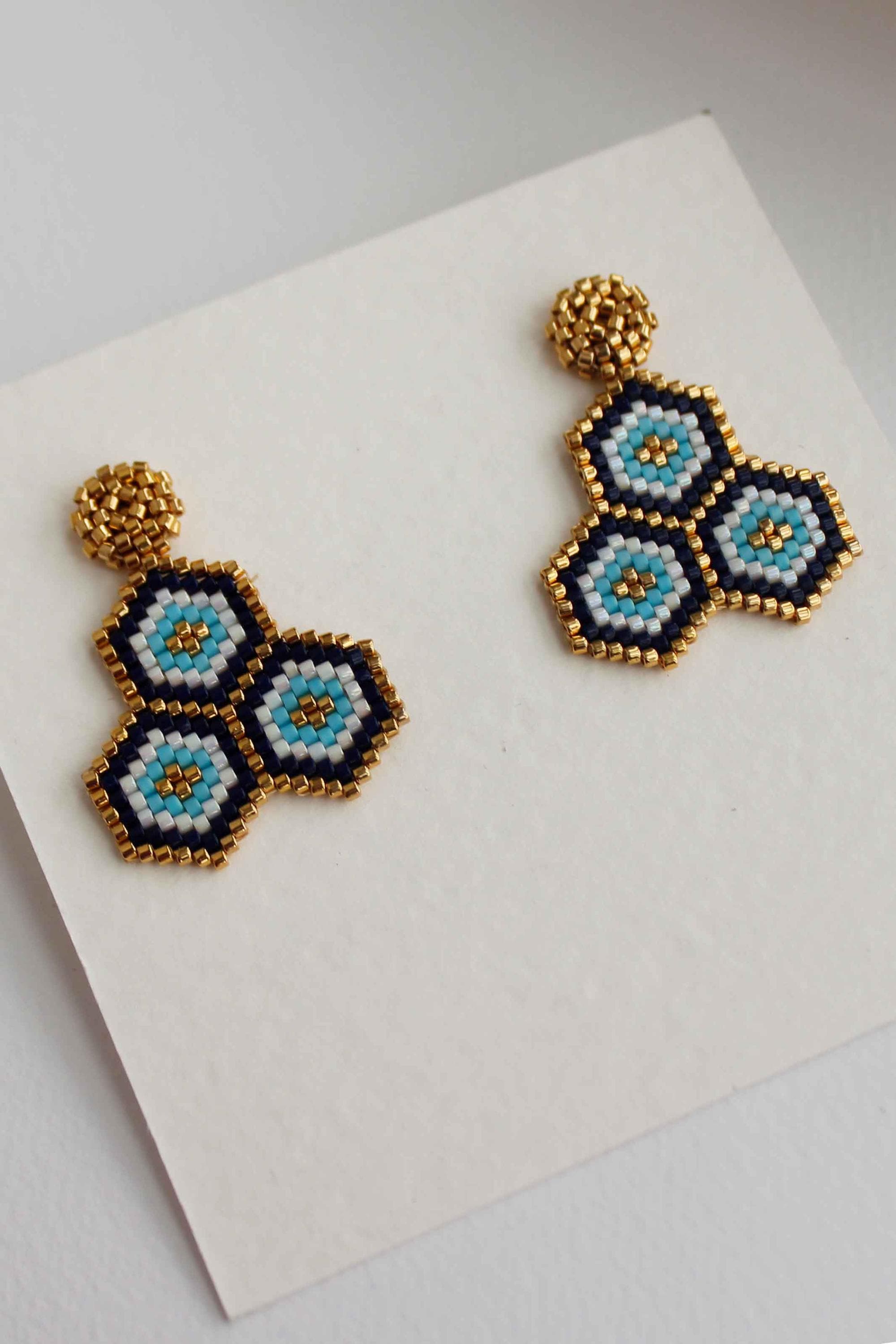 kolczyki z koralików Miyuki Handmade Evil Eye