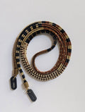 Tubular Miyuki beaded glasses chain in gold black bronze brown and cream