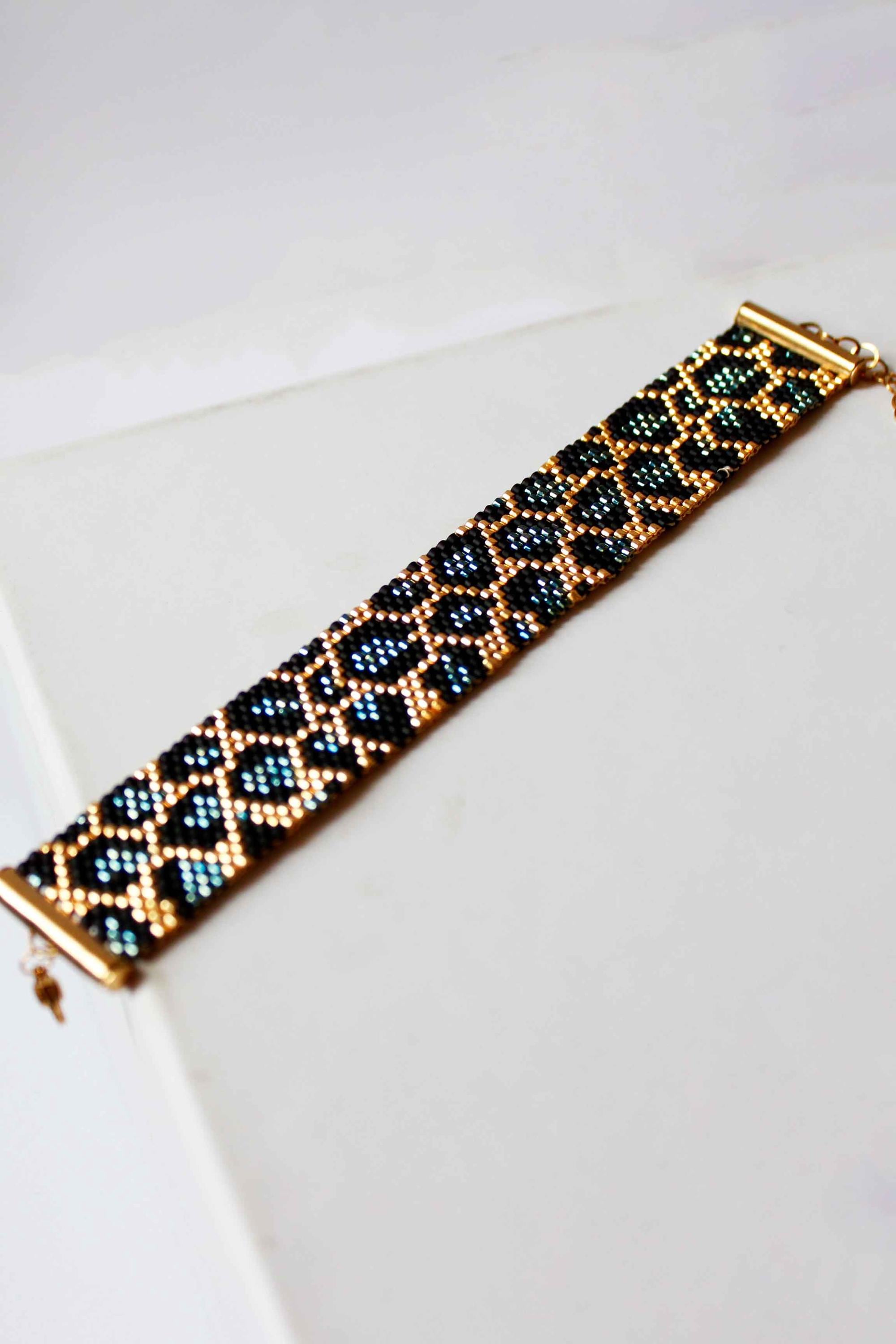 bransoletka z koralików Miyuki Timeless Leopard Pattern