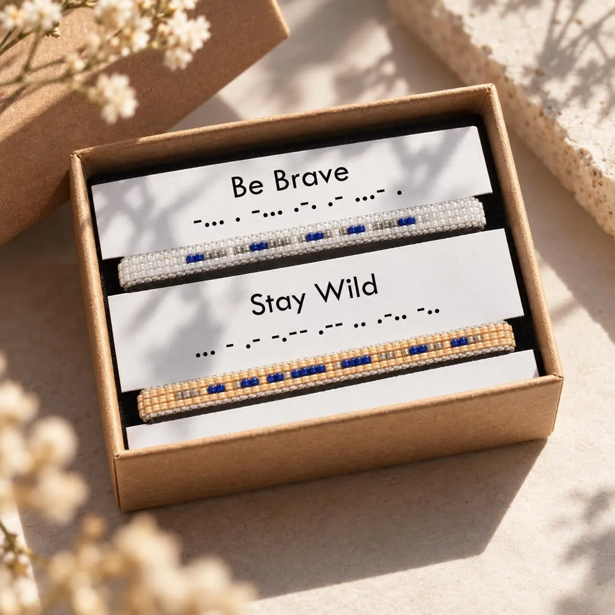 Be Brave & Stay Wild Morse Bracelet Set