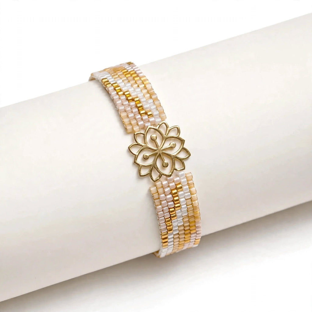 18K Gold Flower Miyuki Bracelet