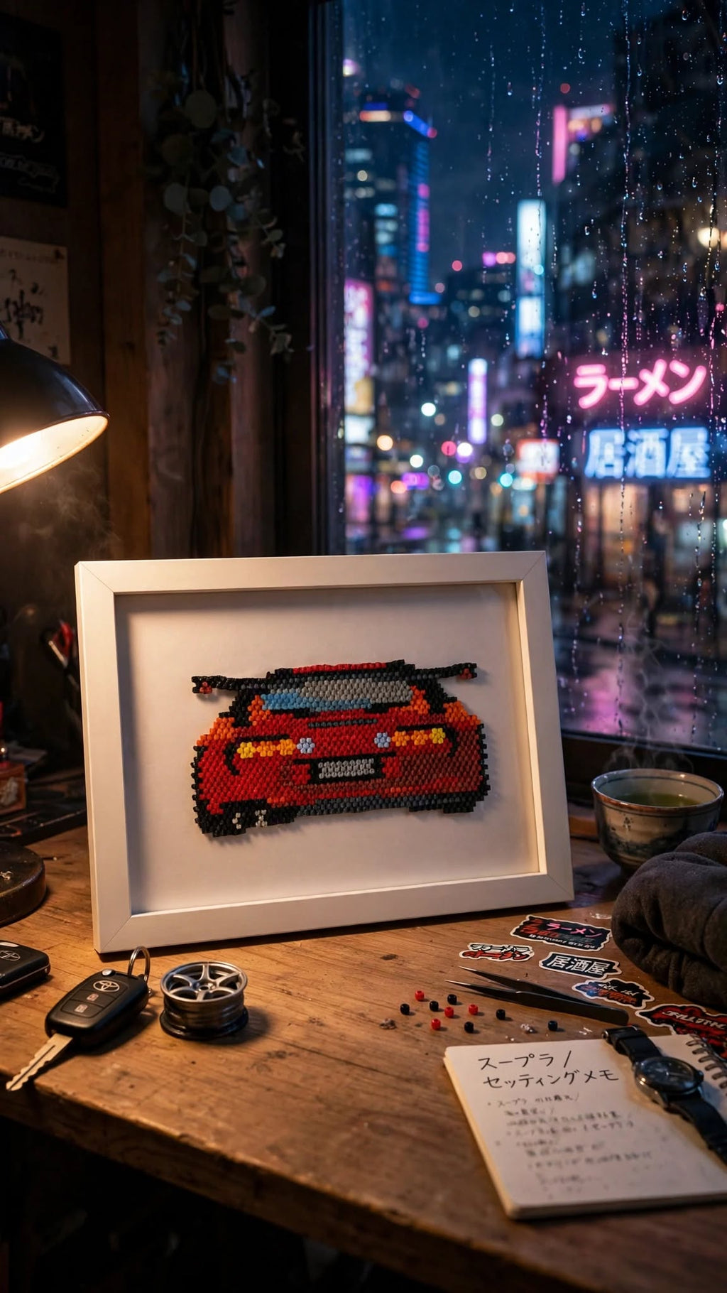 תמונת חרוזים של Toyota Supra אדומה