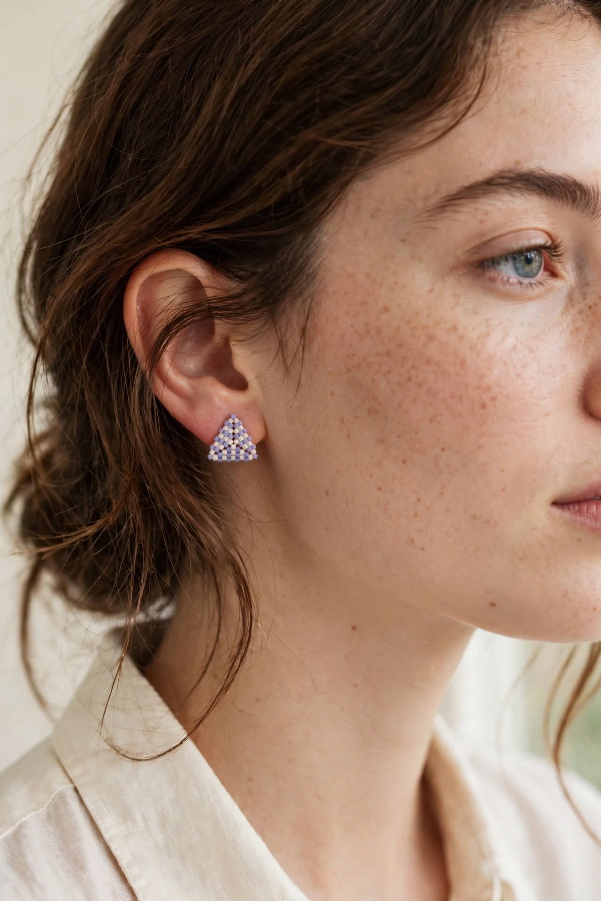 3D Triangle Miyuki Stud Earrings