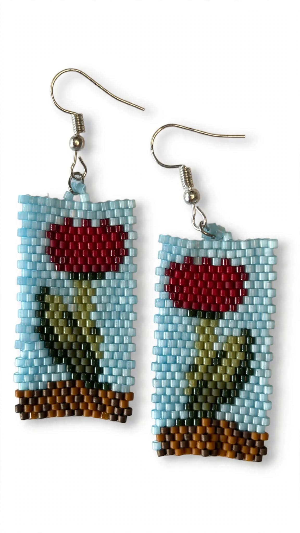 Red Tulip Miyuki Earrings