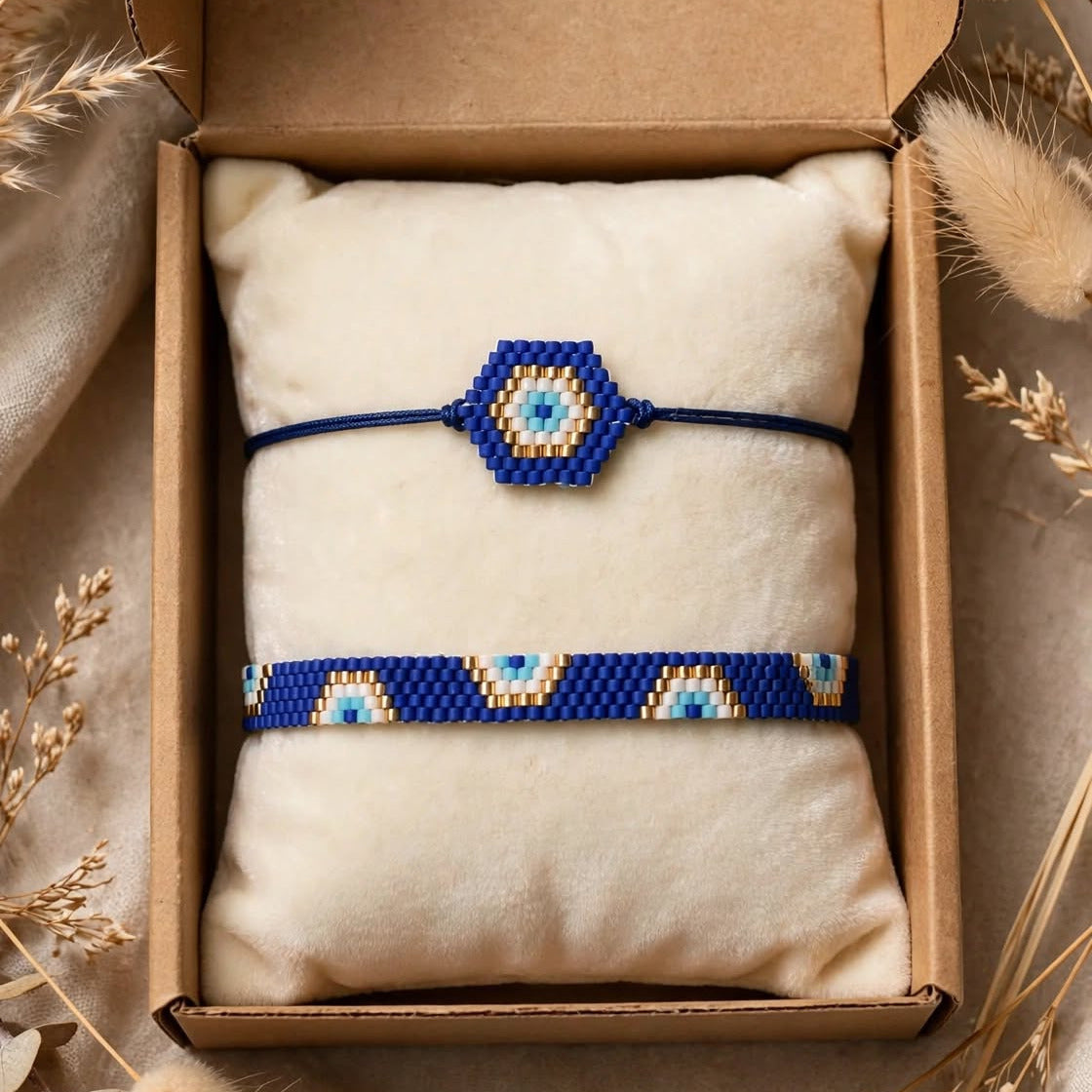 Soft Blue Evil Eye Miyuki Bracelet
