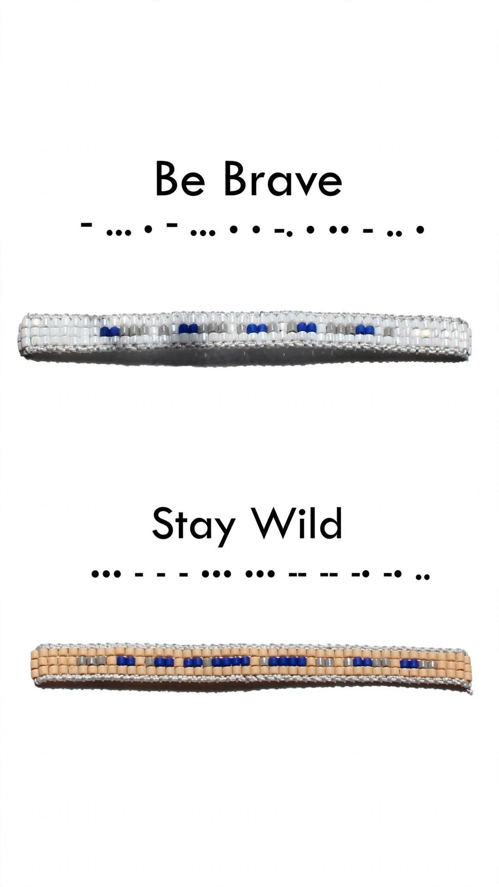 סט צמידי קוד מורס «Be Brave & Stay Wild»