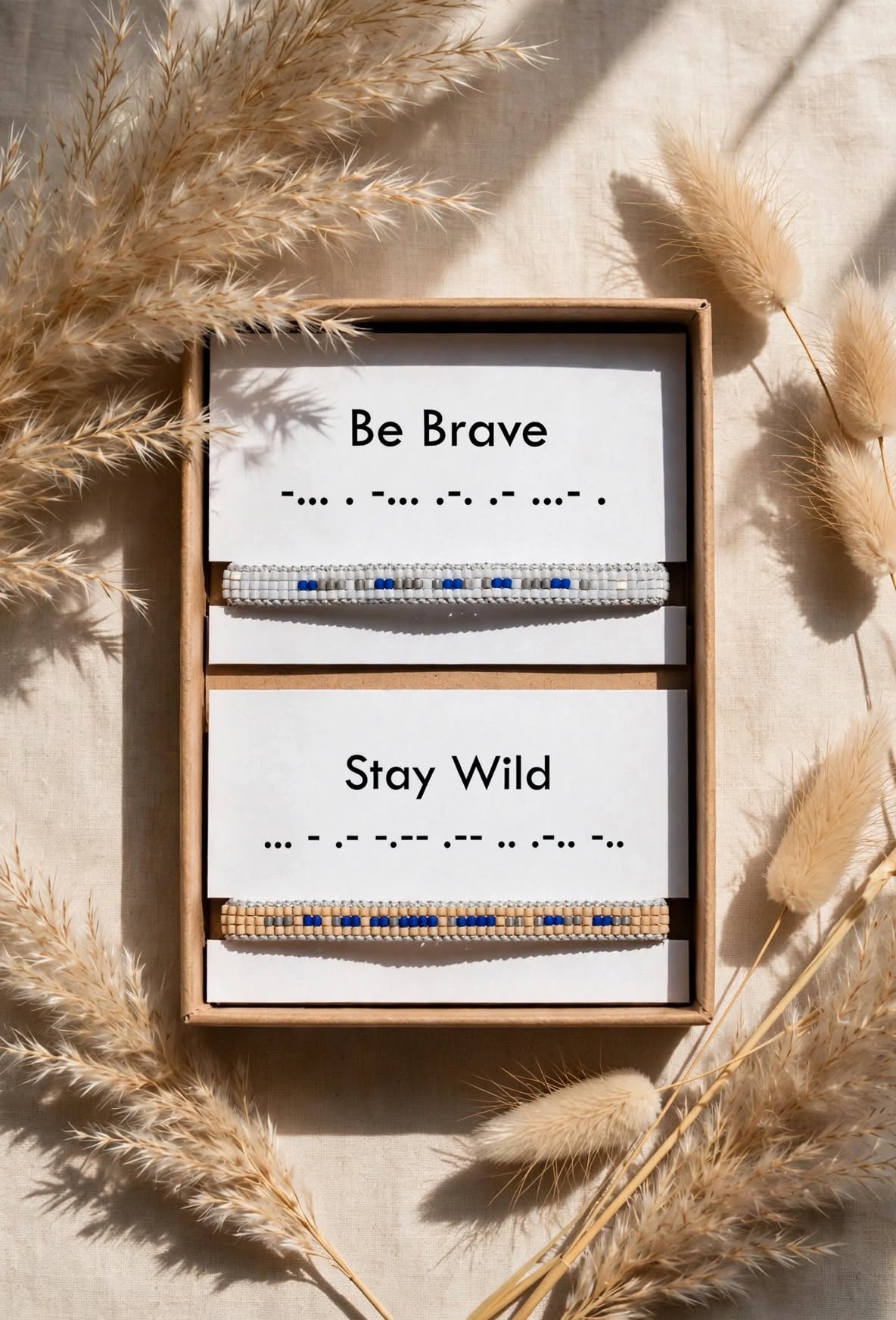 Be Brave & Stay Wild Morse Bracelet Set