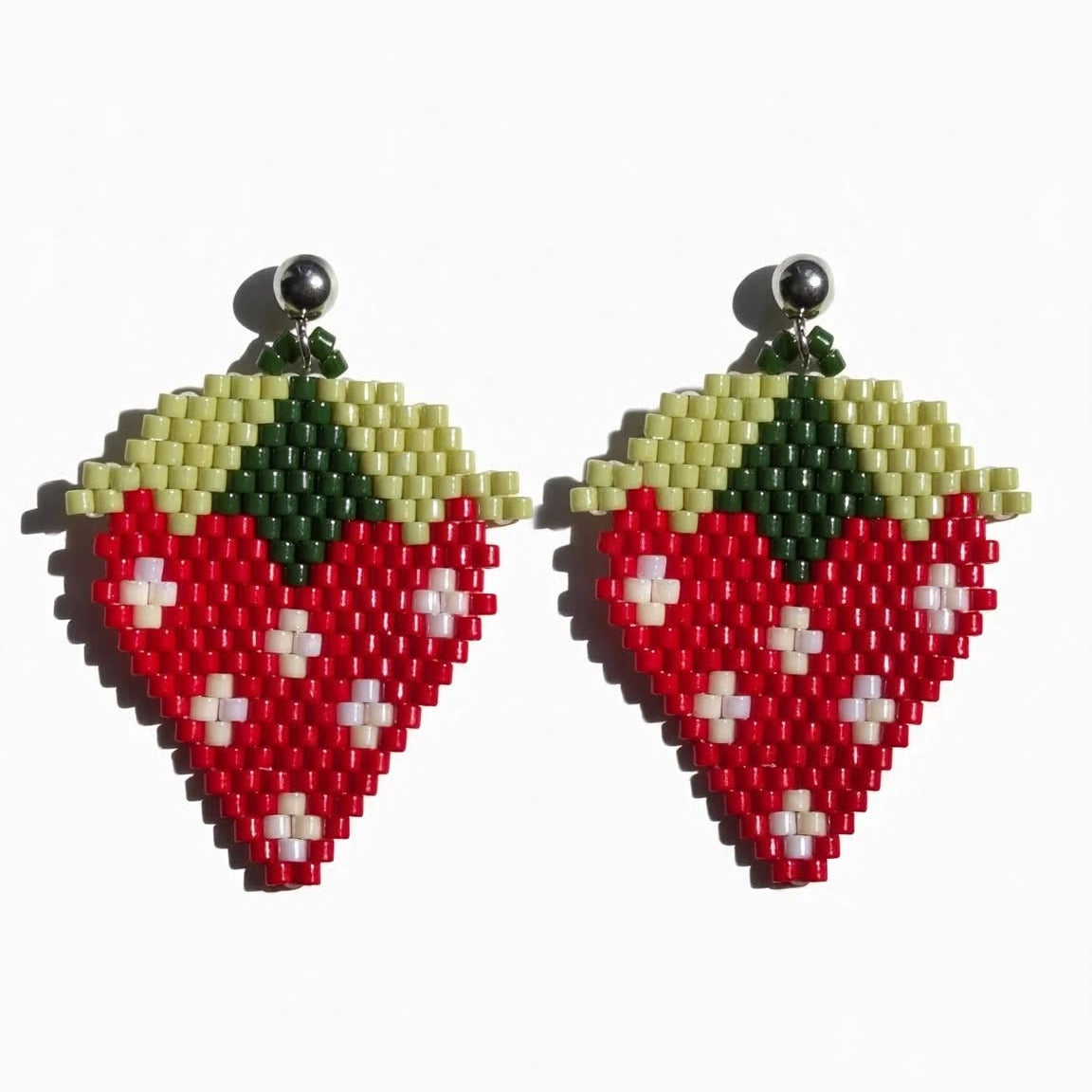 Strawberry Miyuki Drop Earrings 🍓
