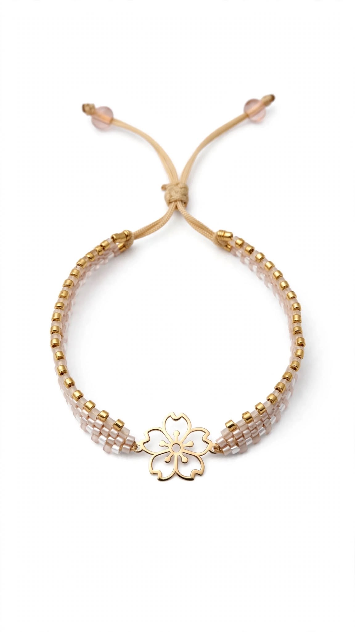 18K Gold Flower Charm Miyuki Bracelet