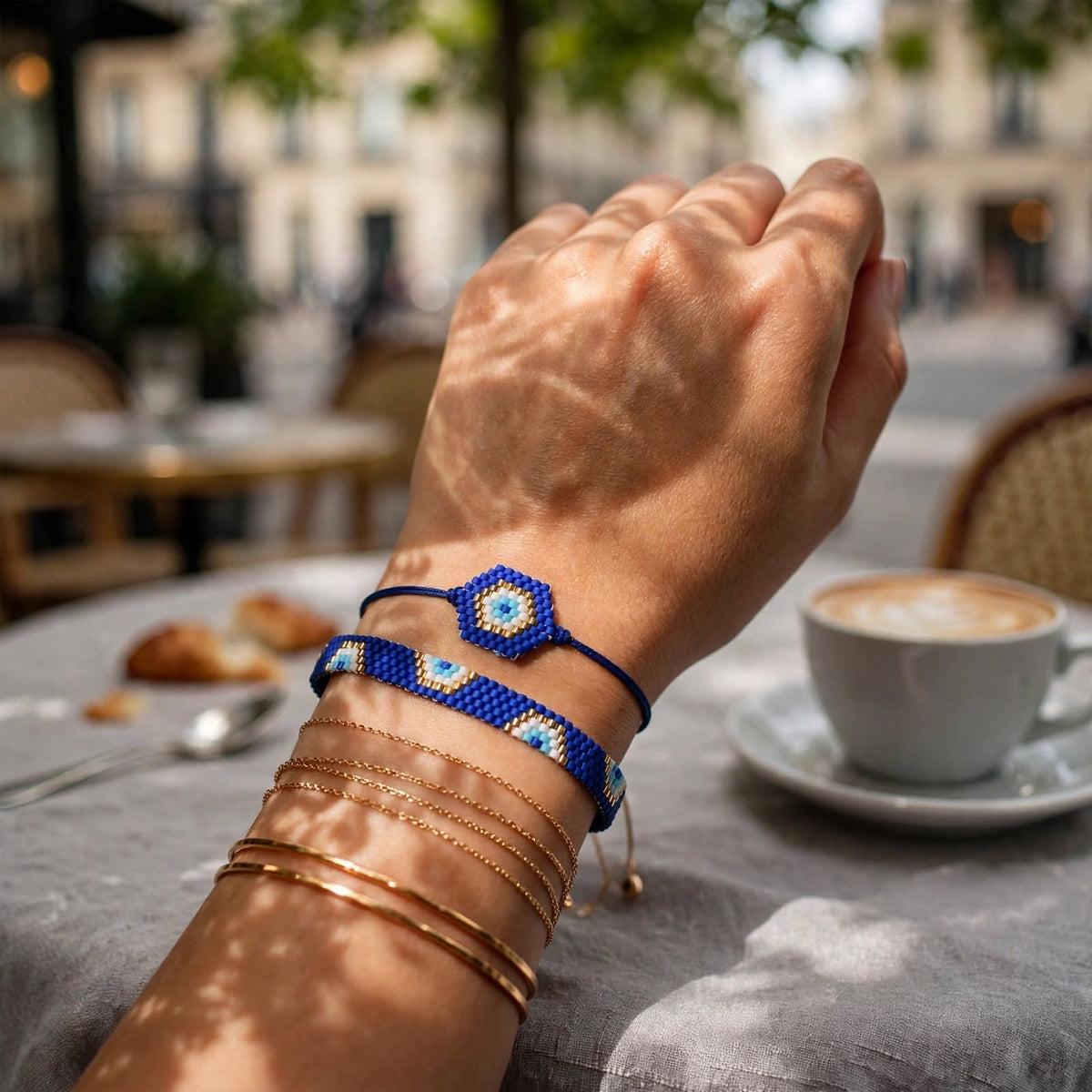 Soft Blue Evil Eye Miyuki Bracelet