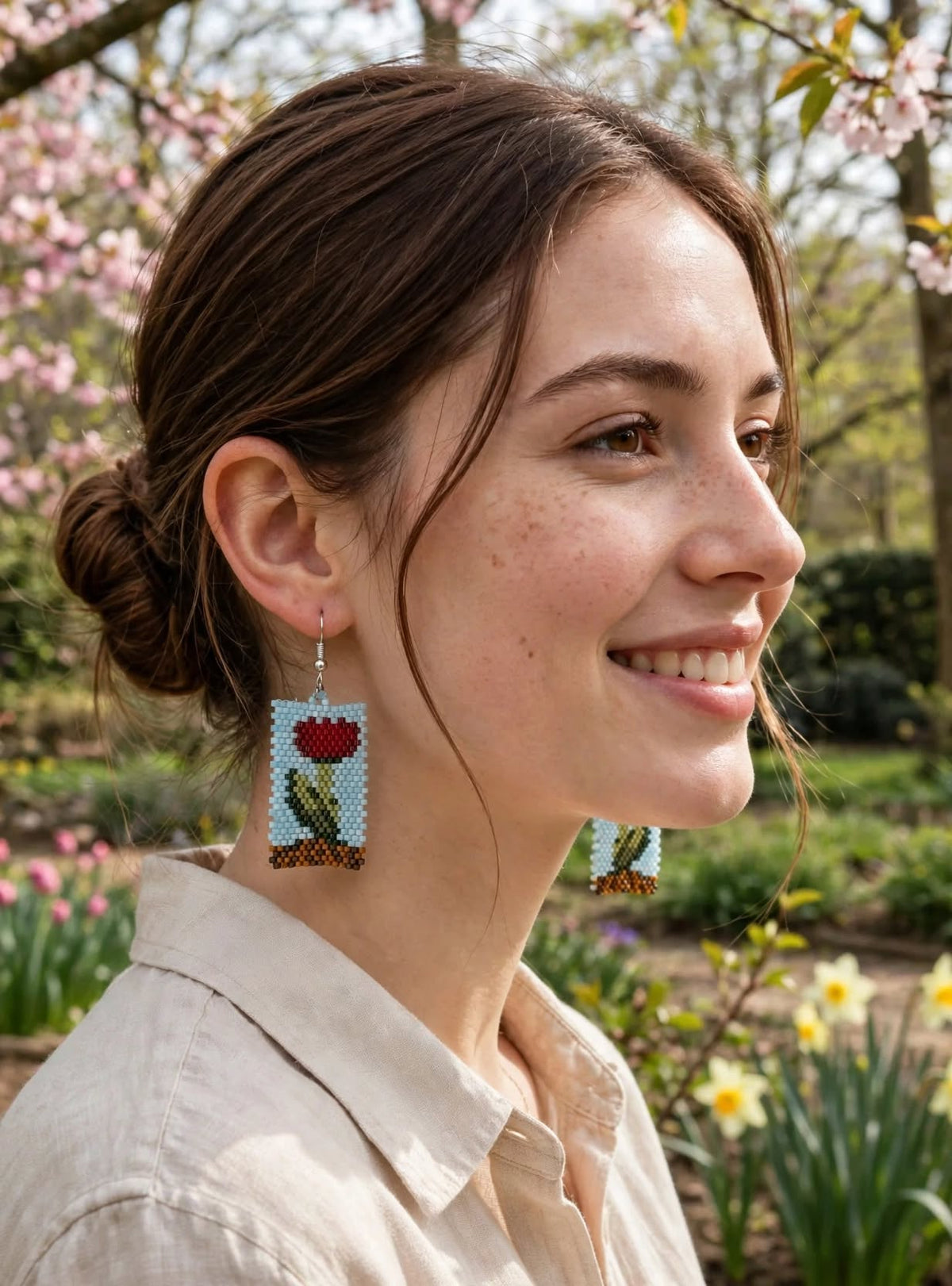 Red Tulip Miyuki Earrings