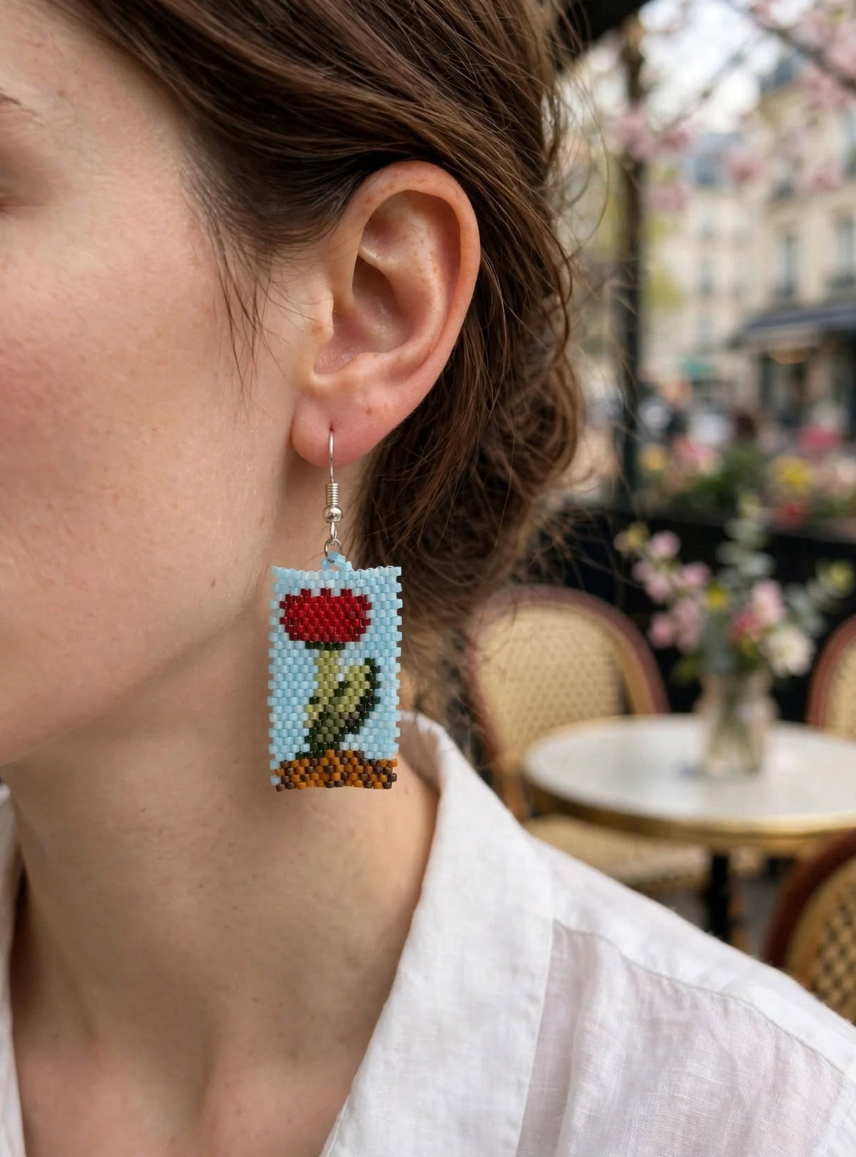 Red Tulip Miyuki Earrings