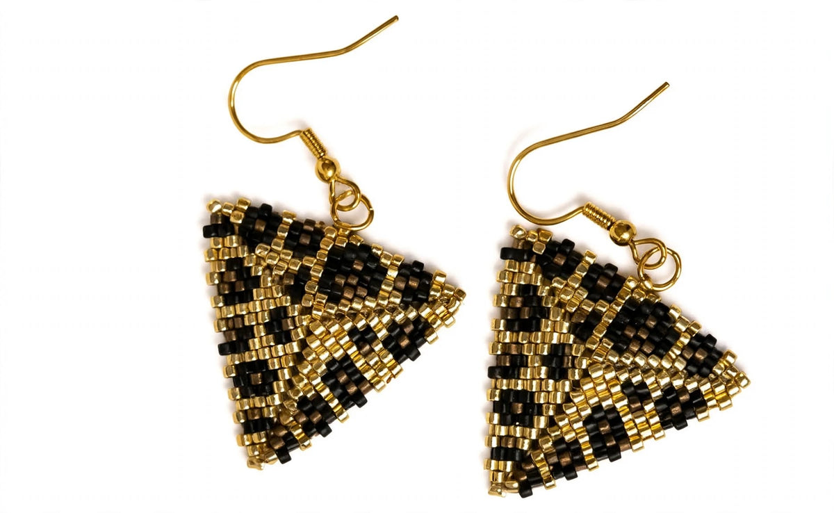 Leopard Triangle Miyuki Earrings