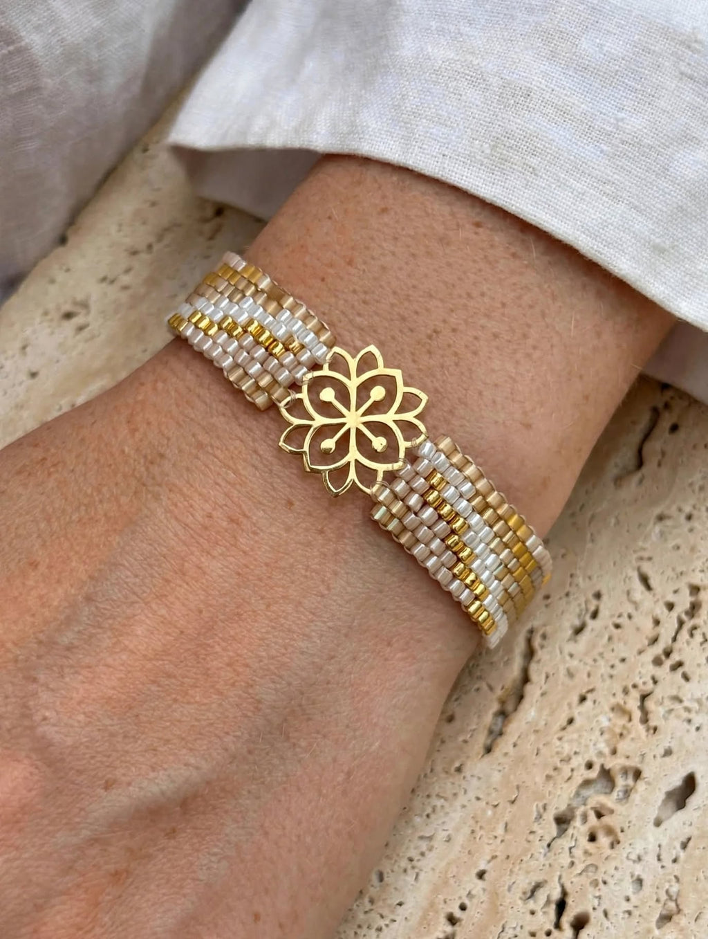 18K Gold Flower Miyuki Bracelet
