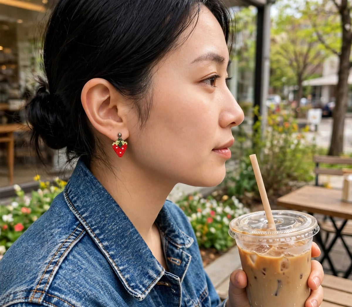 Tiny Strawberry Miyuki Earrings