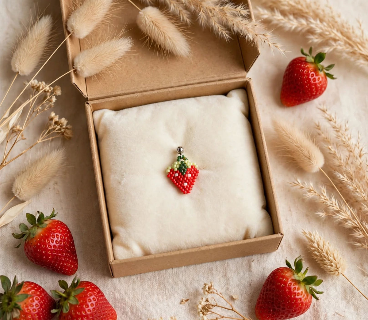 Tiny Strawberry Miyuki Earrings