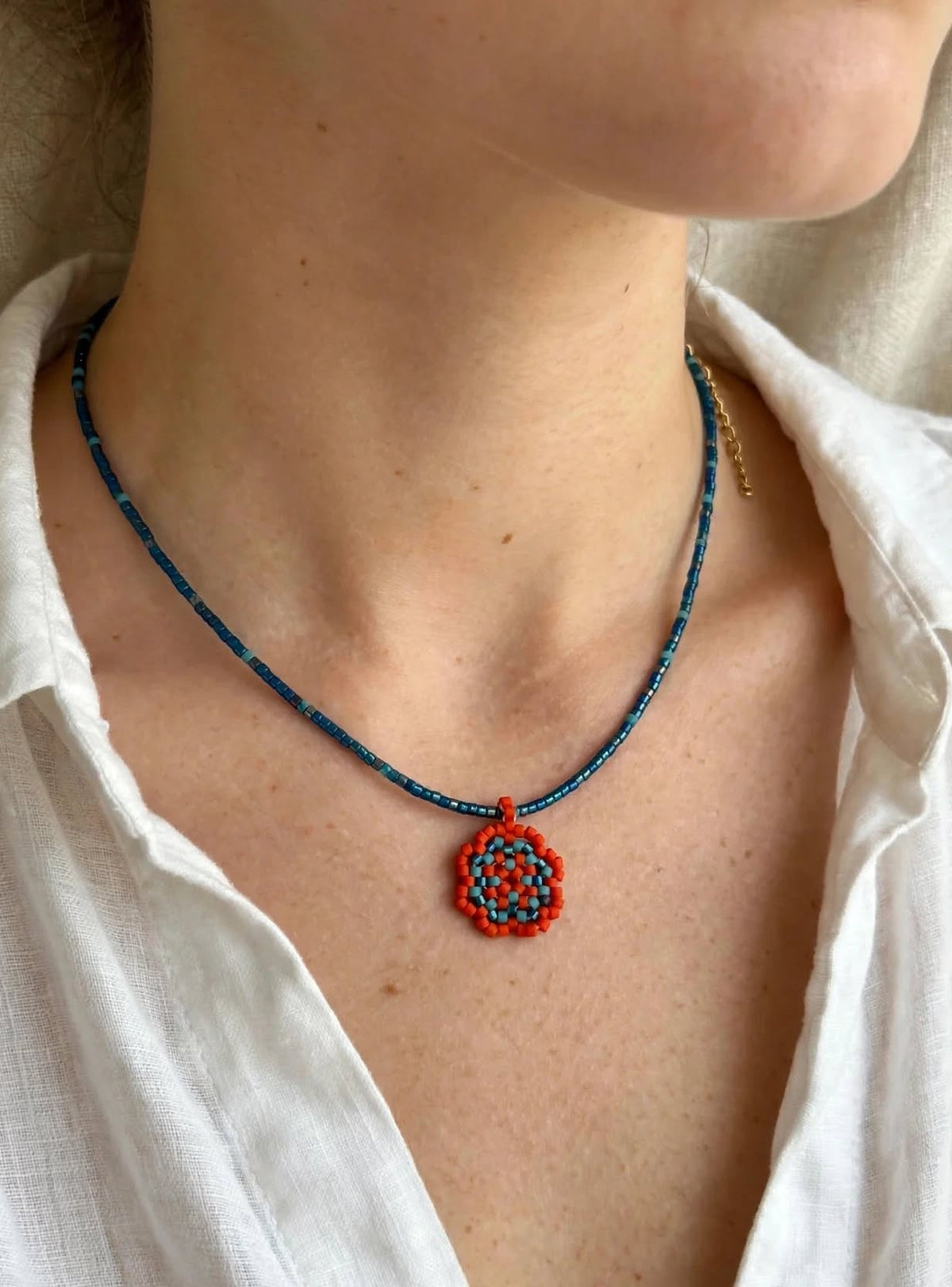 Orange & Blue Miyuki Choker