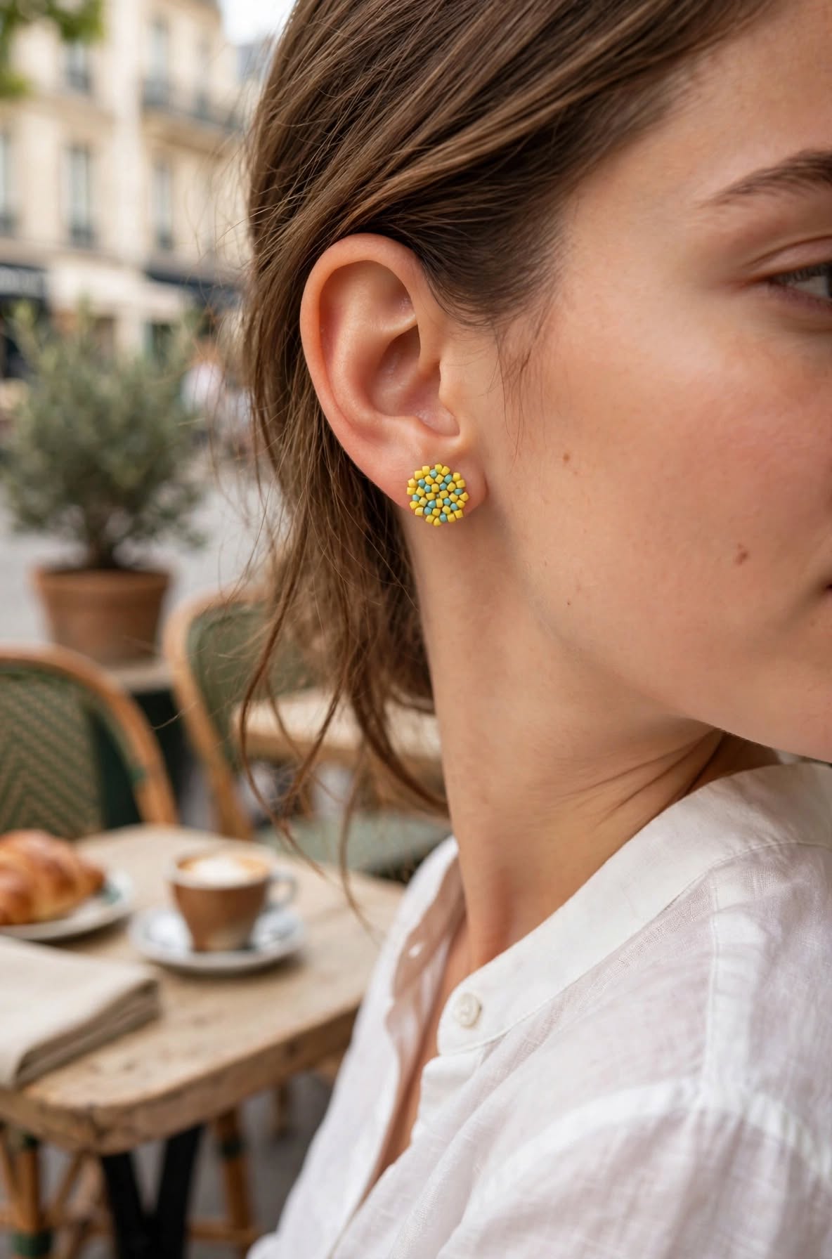 Yellow & Blue Miyuki Stud Earrings