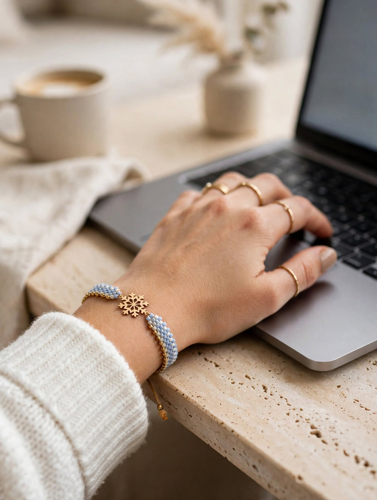 18K Gold Snowflake Miyuki Bracelet
