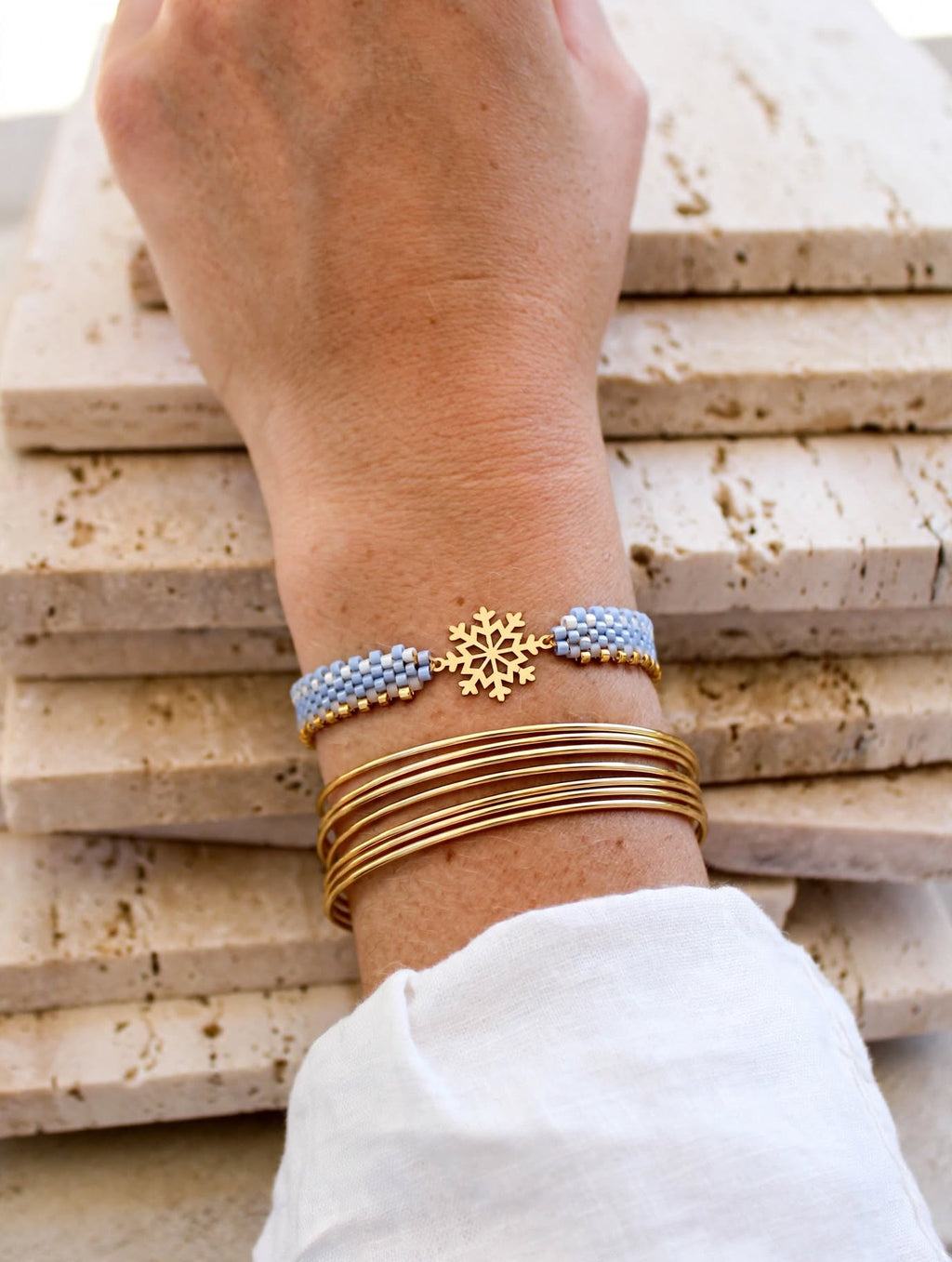 18K Gold Snowflake Miyuki Bracelet