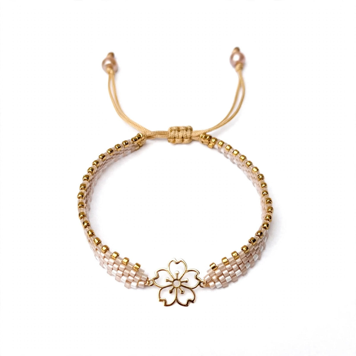 18K Gold Flower Charm Miyuki Bracelet