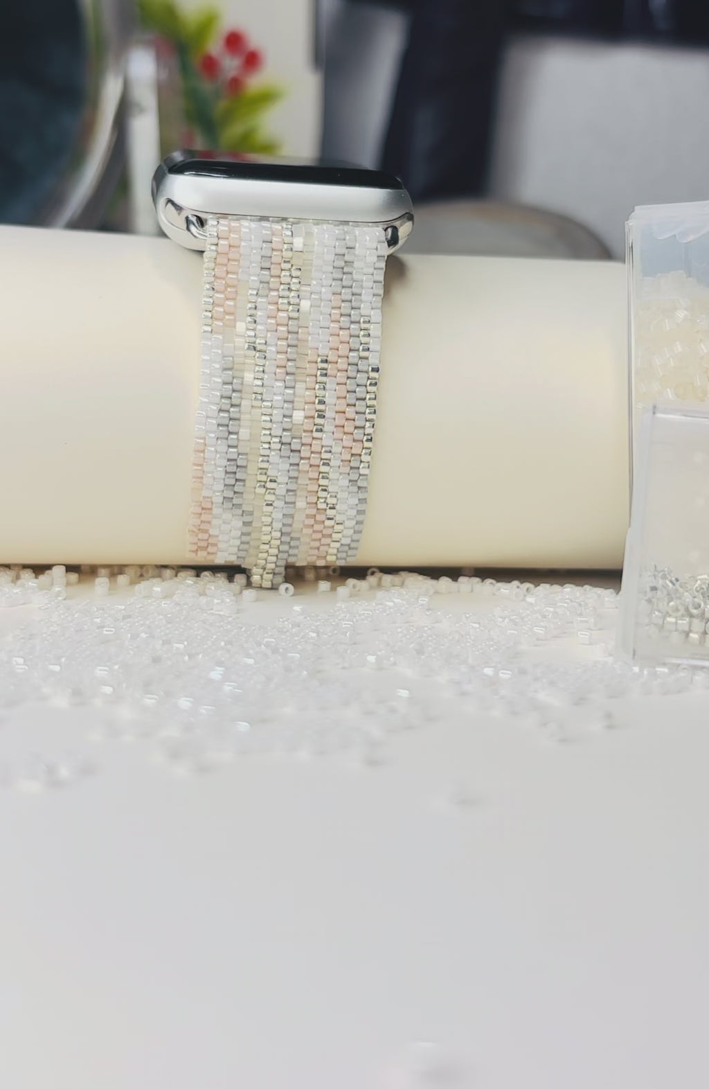 Pastel Miyuki Beaded Watch Band, Adjustable Strap Compatible with Apple Watch