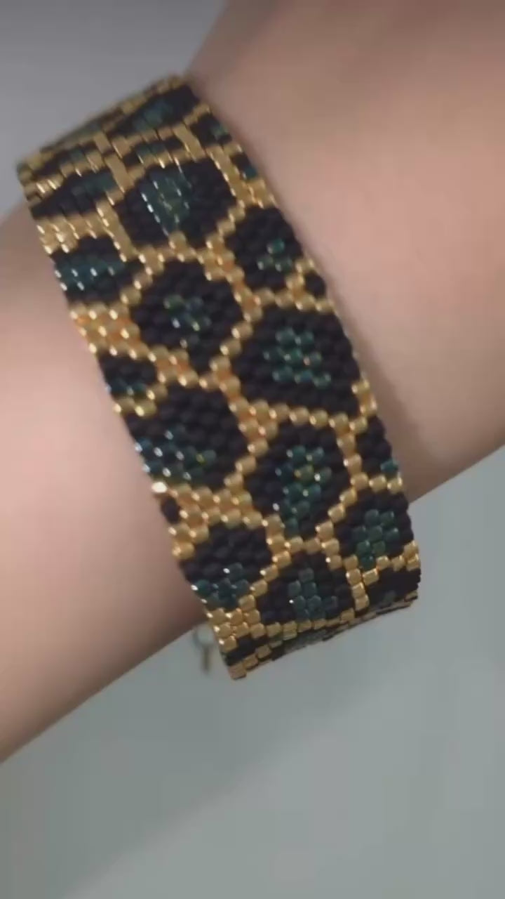 bransoletka z koralików Miyuki Timeless Leopard Pattern